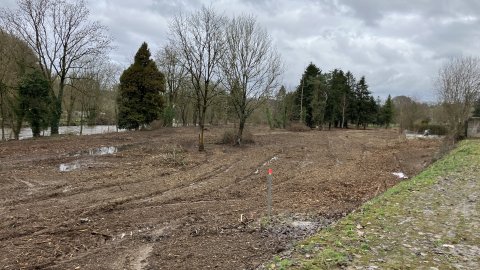 Baufeld nach der Rodung von Gebüschen und jungen Gehölzen am 23. Februar 2026.