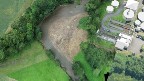 Drohnenaufnahme Wehr Reusch nach Rückbau