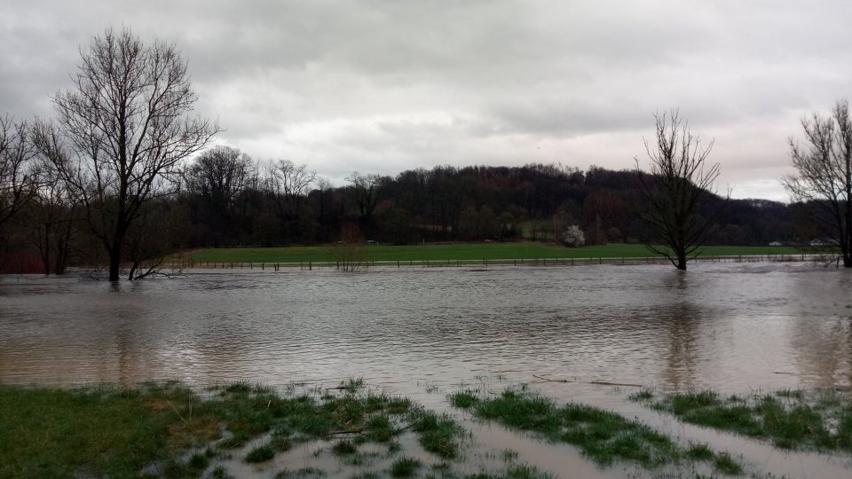 Renaturierungsmaßnahme Aggeraue bei Hochwasser