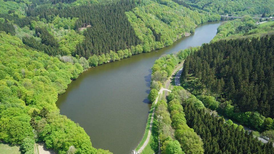 Stauweiher Bieberstein - Luftansicht